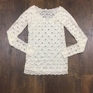 Free People Tops - Free People cream lace long sleeve top Free People Tops - Free People cream lace long sleeve top